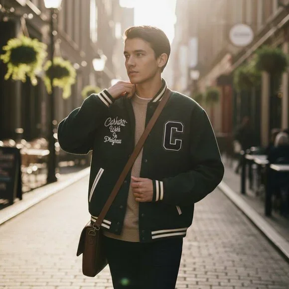 ✨ Carhartt WIP Pembroke Varsity Jacket – Embroidered Wool Letterman – Size XL ✨ - Picture 2 of 11